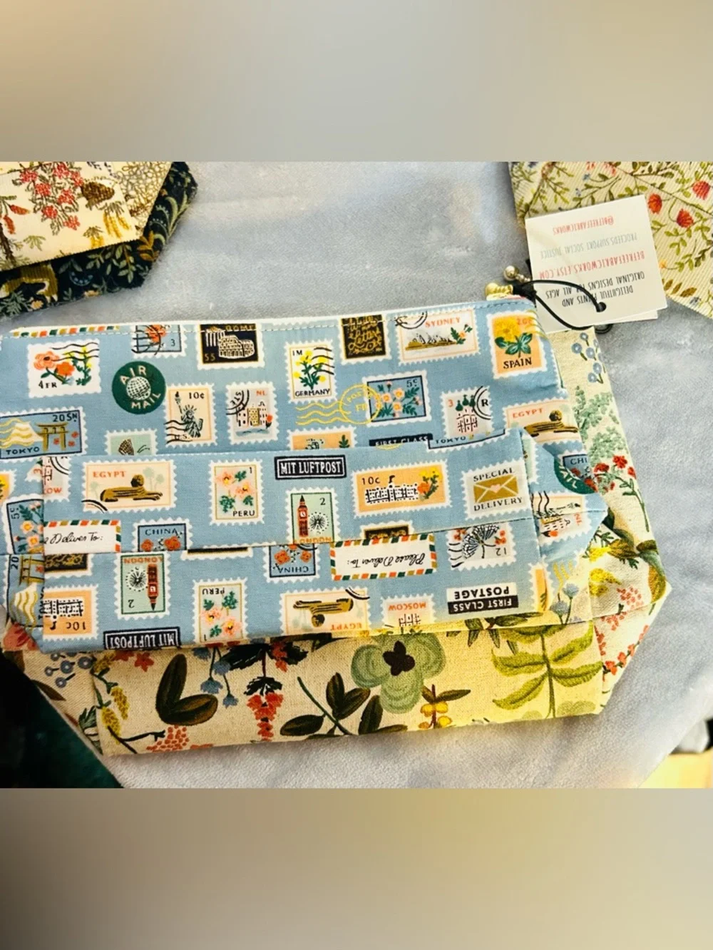 Be Free Fabric Works Zipper Pouch Bundle Handmade Floral Cosmetic Bags NWT - Picture 7 of 7